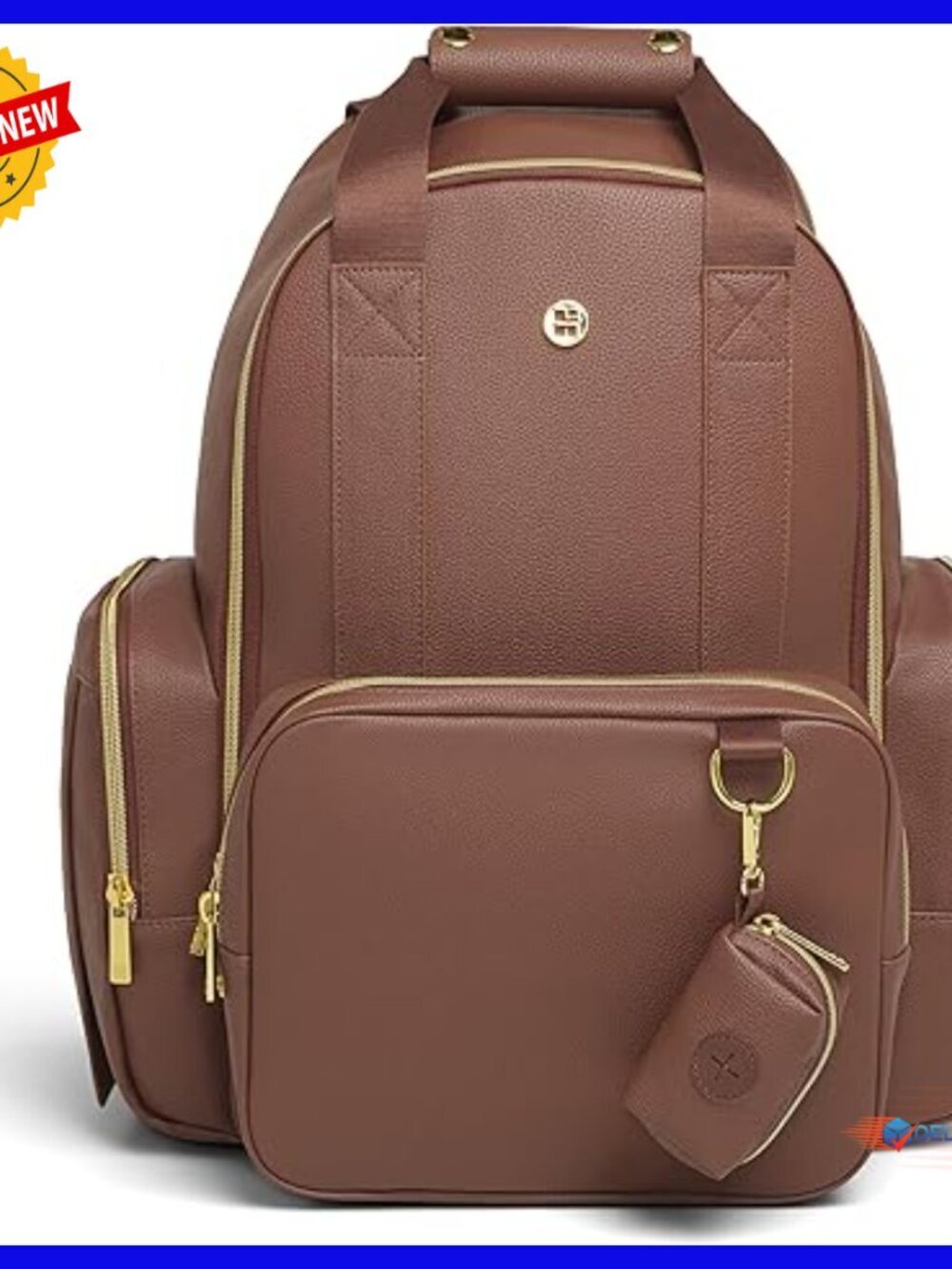 Vegan Leather Diaper Backpack with Changing Pad & Tech Sleeve